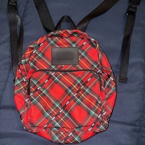 Victoria’s Secret PINK red plaid flannel small mini backpack bag